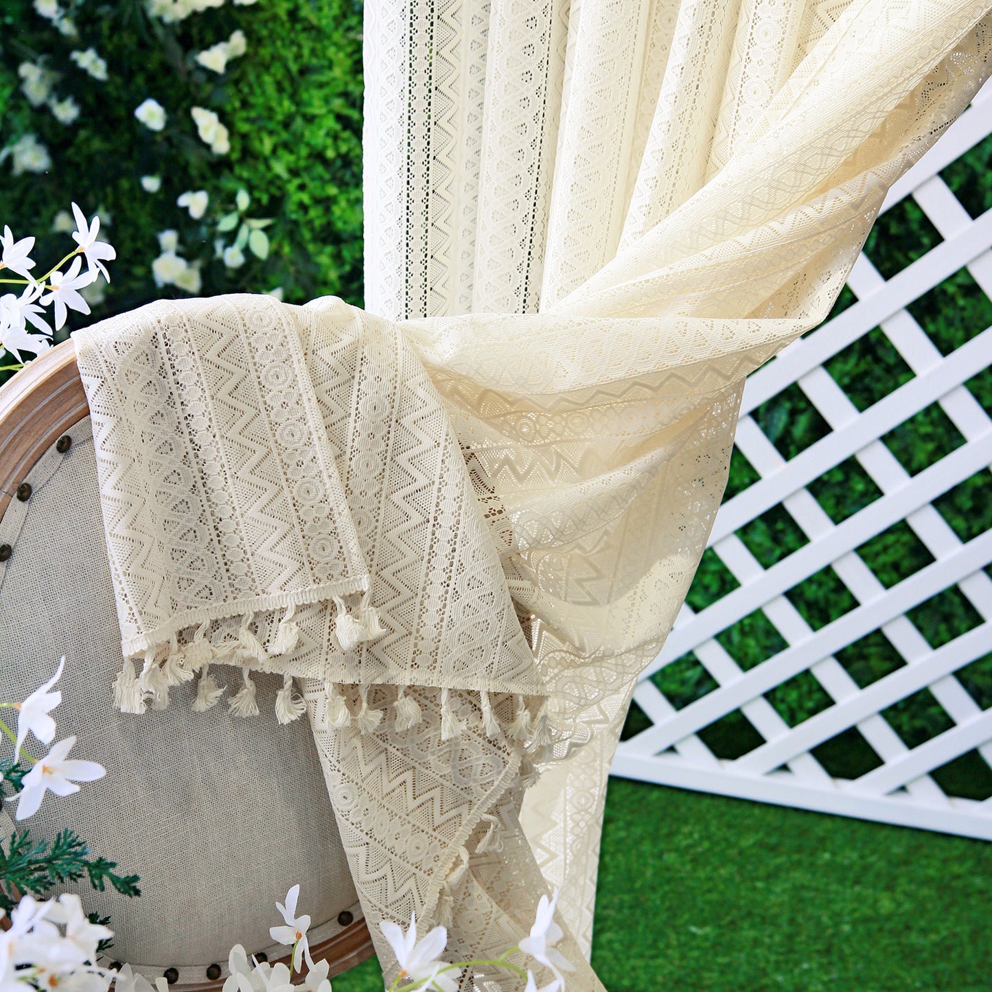 Rideau à franges au crochet Filet de fenêtre à vagues de lierre