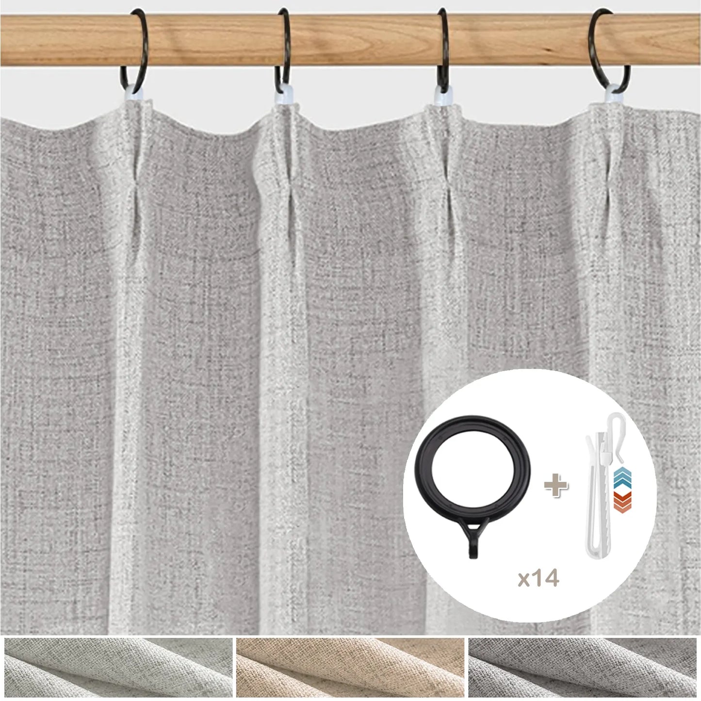 Edle Gardine in Leinenoptik mit Faltenband – 2er-Set, Lichtdurchlässig