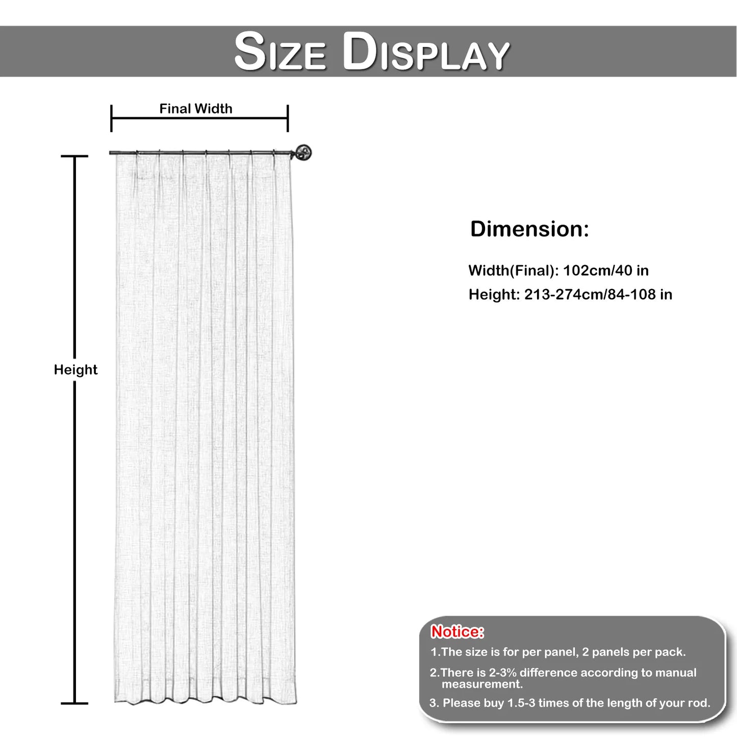 Edle Gardine in Leinenoptik mit Faltenband – 2er-Set, Lichtdurchlässig