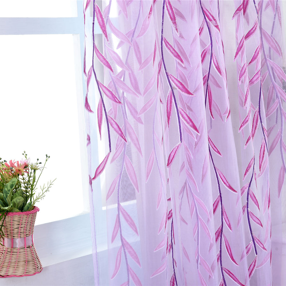 Transparente Gardine mit Weidenblatt-Muster – Voile, lichtdurchlässig