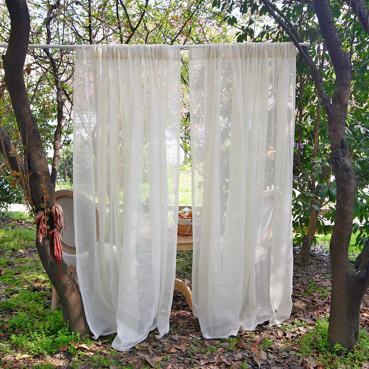 1 Panel Vintage Buff Window Sheer Drapes