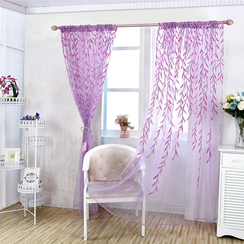 Transparente Gardine mit Weidenblatt-Muster – Voile, lichtdurchlässig