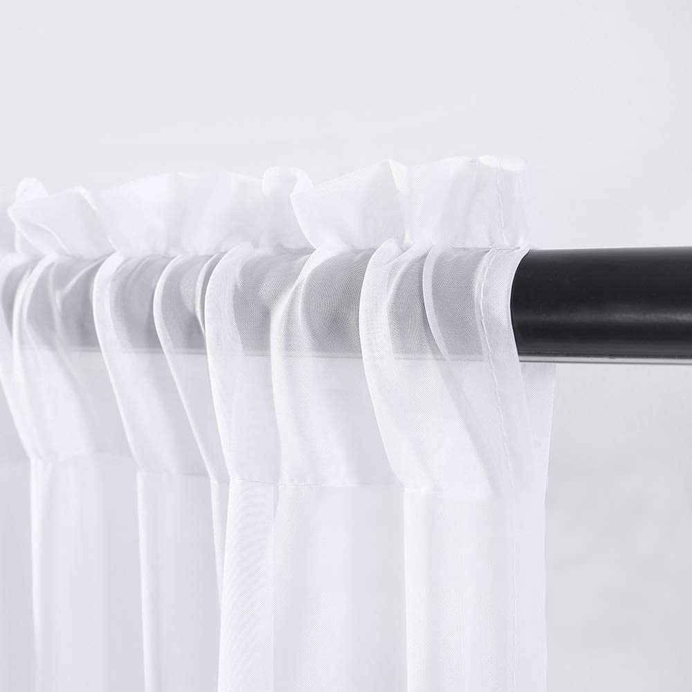Kurzgardine mit Waffelstruktur – Transparente Voile Scheibengardine, 3 Größen, 3 Farben