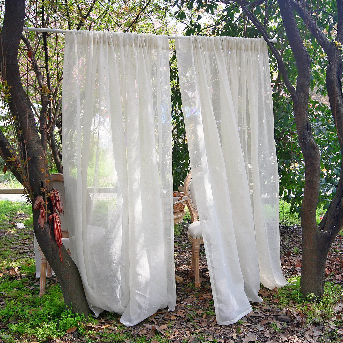 1 Panel Vintage Buff Window Sheer Drapes
