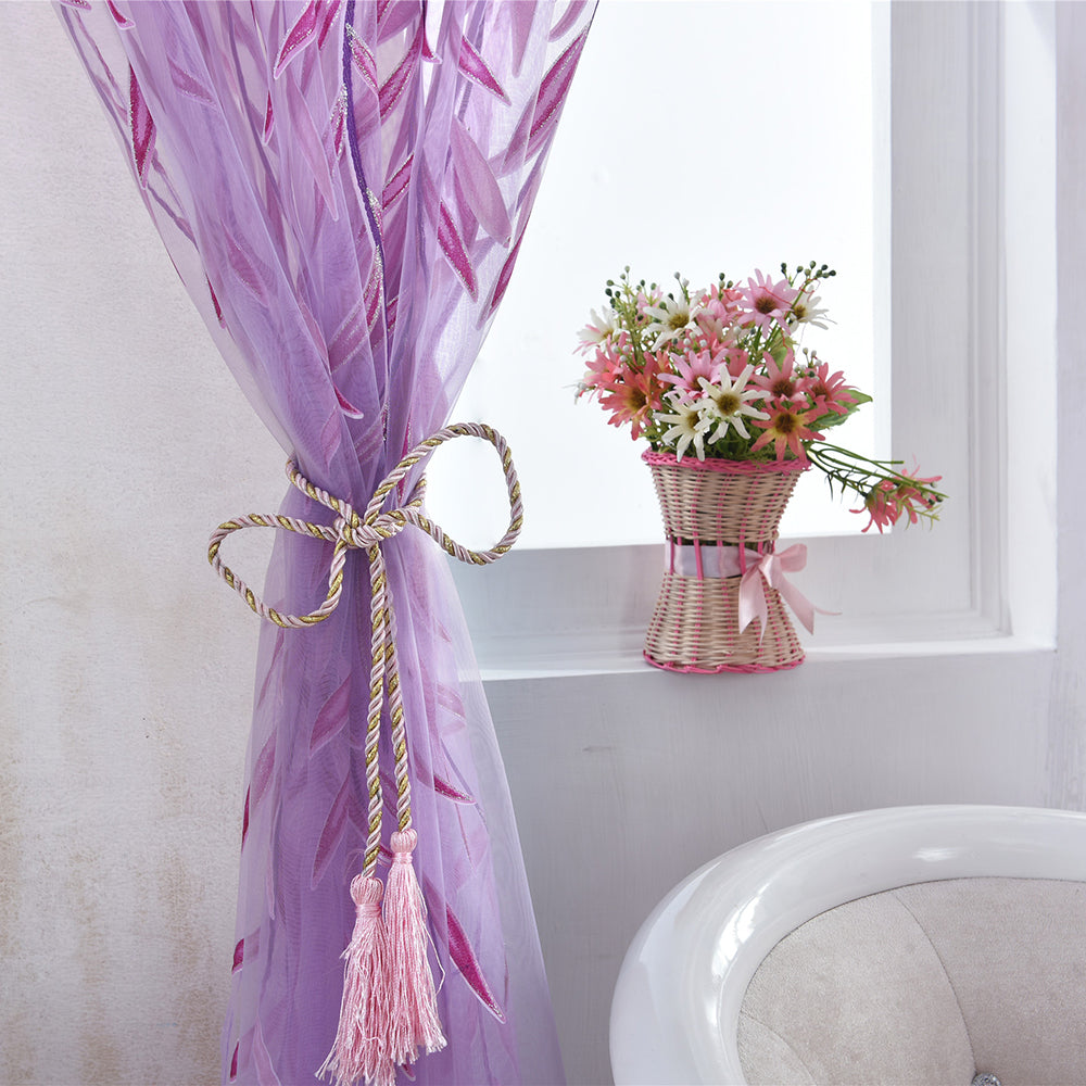 Transparente Gardine mit Weidenblatt-Muster – Voile, lichtdurchlässig