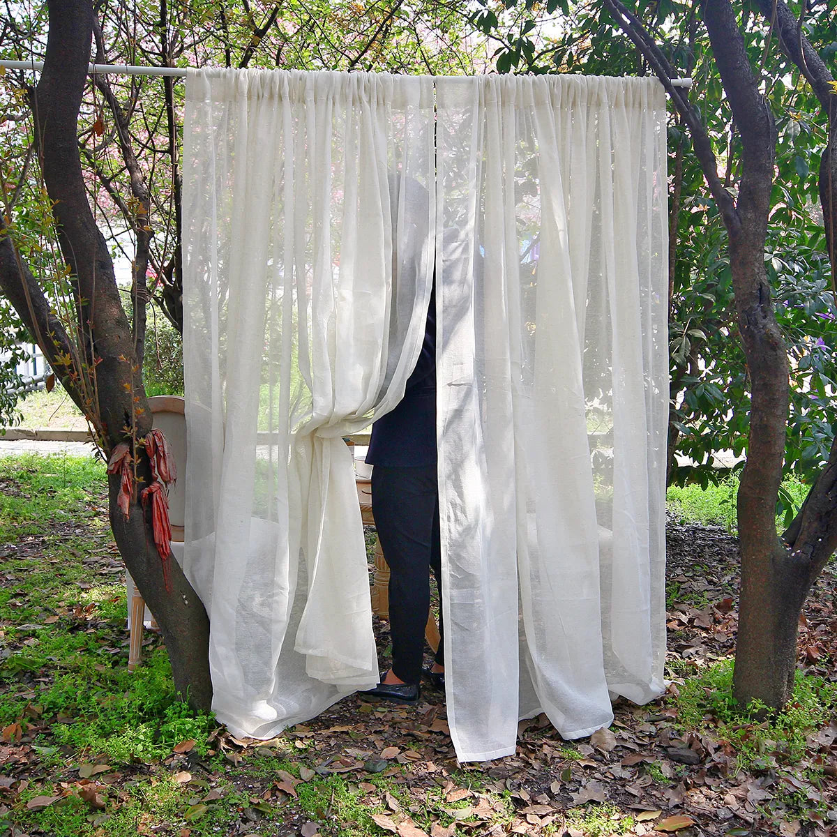 1 Panel Vintage Buff Window Sheer Drapes