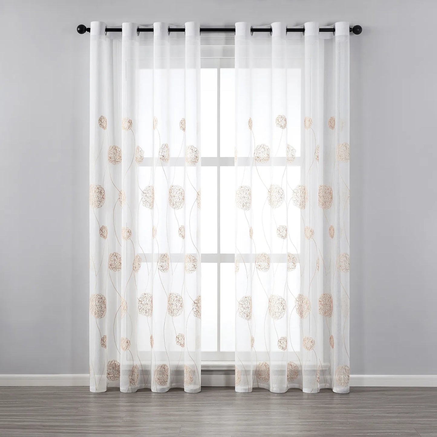Transparente Gardine mit Stickerei – 2er Set, 140 cm Breite