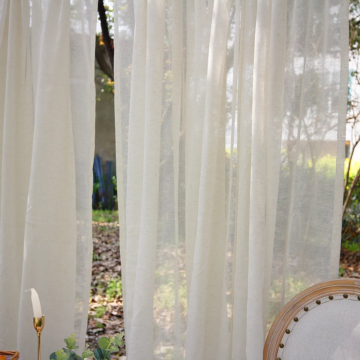 1 Panel Vintage Buff Window Sheer Drapes