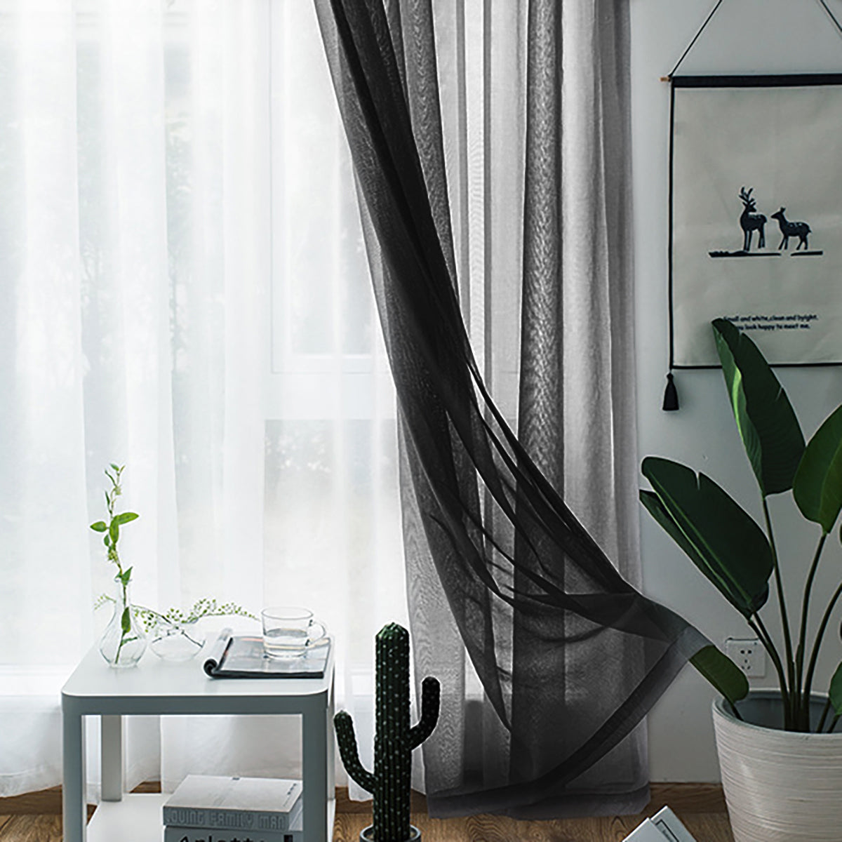 Transparente Gardine Voile Tüll Halbtransparent Stangentasche 1 Panel wählbar
