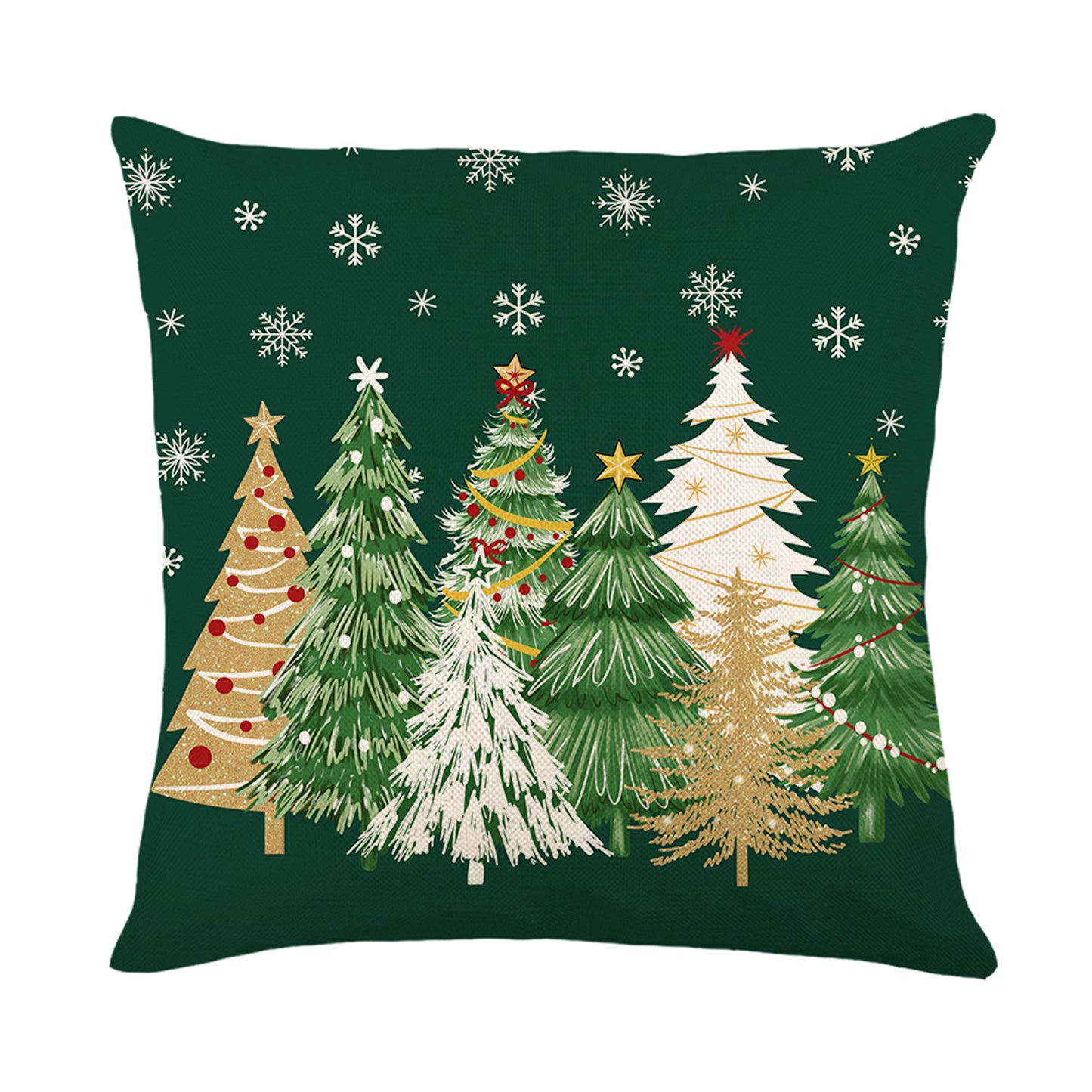 4er-Set Weihnachts-Kissenbezüge aus Leinen – Softe Dekokissen für Sofa und Bett (45×45 cm)