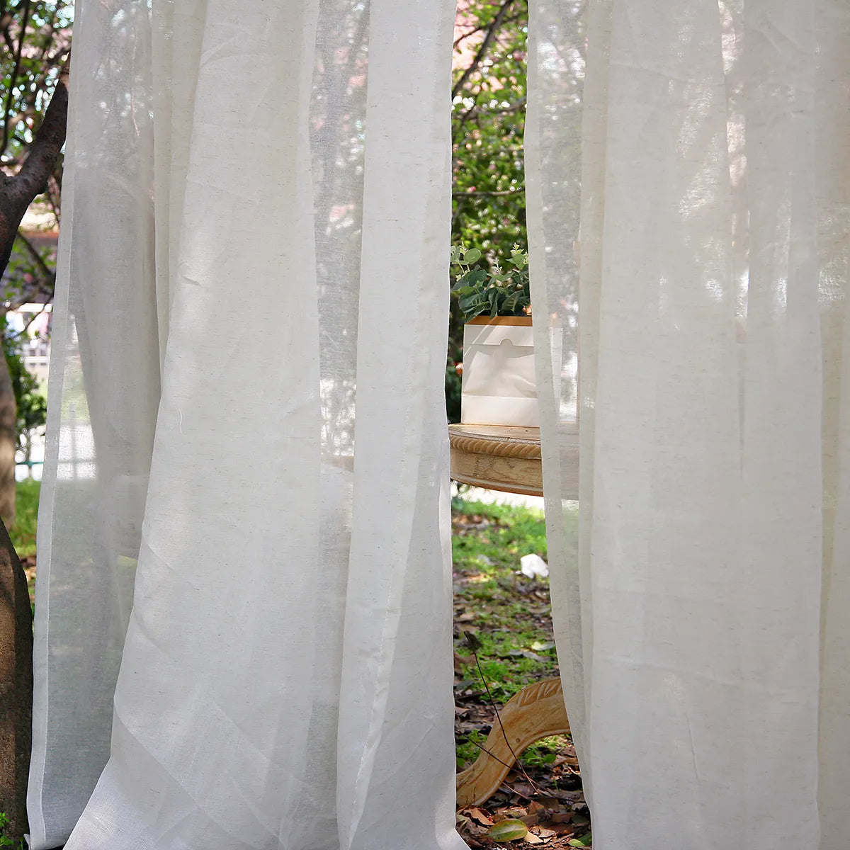 1 Panel Vintage Buff Window Sheer Drapes