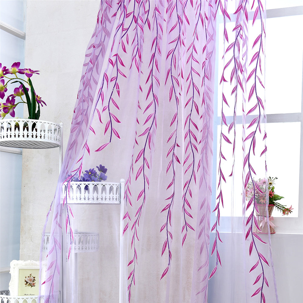 Transparente Gardine mit Weidenblatt-Muster – Voile, lichtdurchlässig