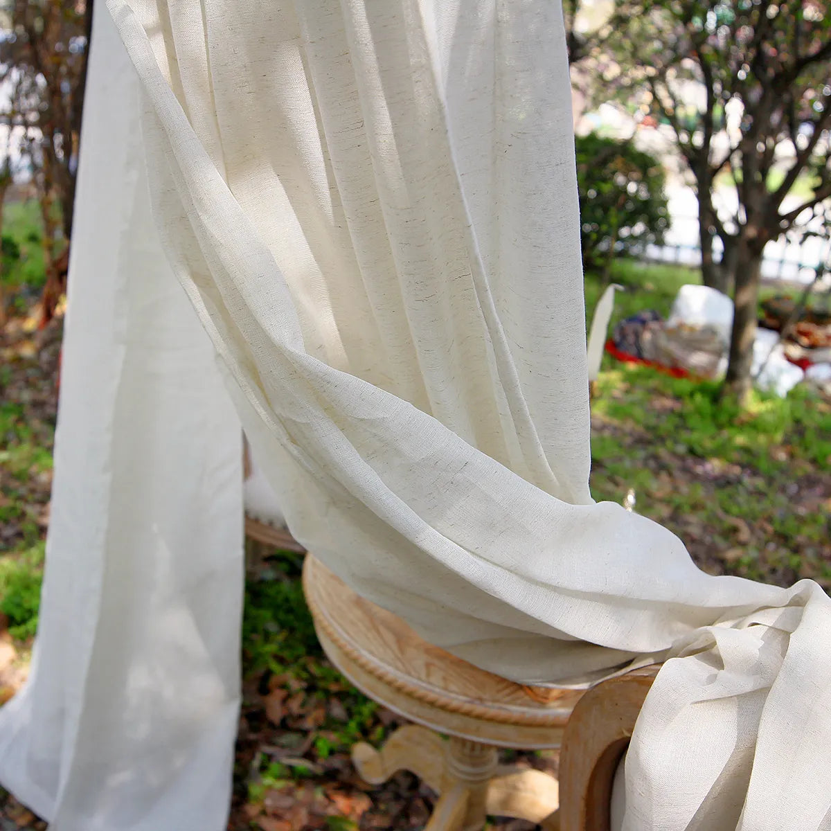 1 Panel Vintage Buff Window Sheer Drapes
