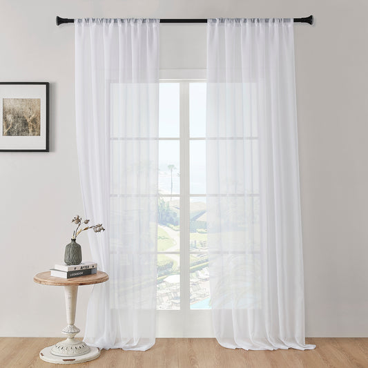 Transparent curtain in a set of 2 – white, light voile look