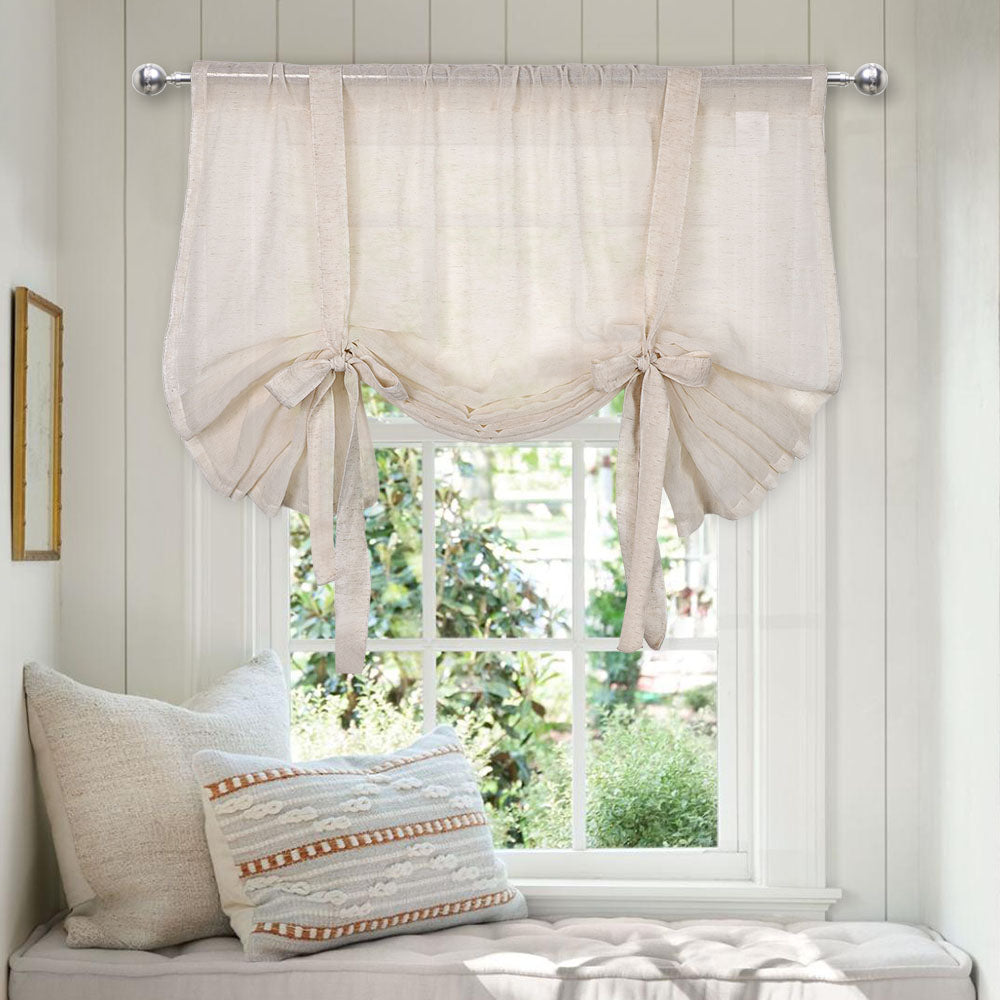 1 Panel Vintage Cream Tie Up Door Curtains