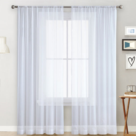 Transparent Curtain Voile Tulle Semi-transparent Rod Pocket 1 Panel selectable