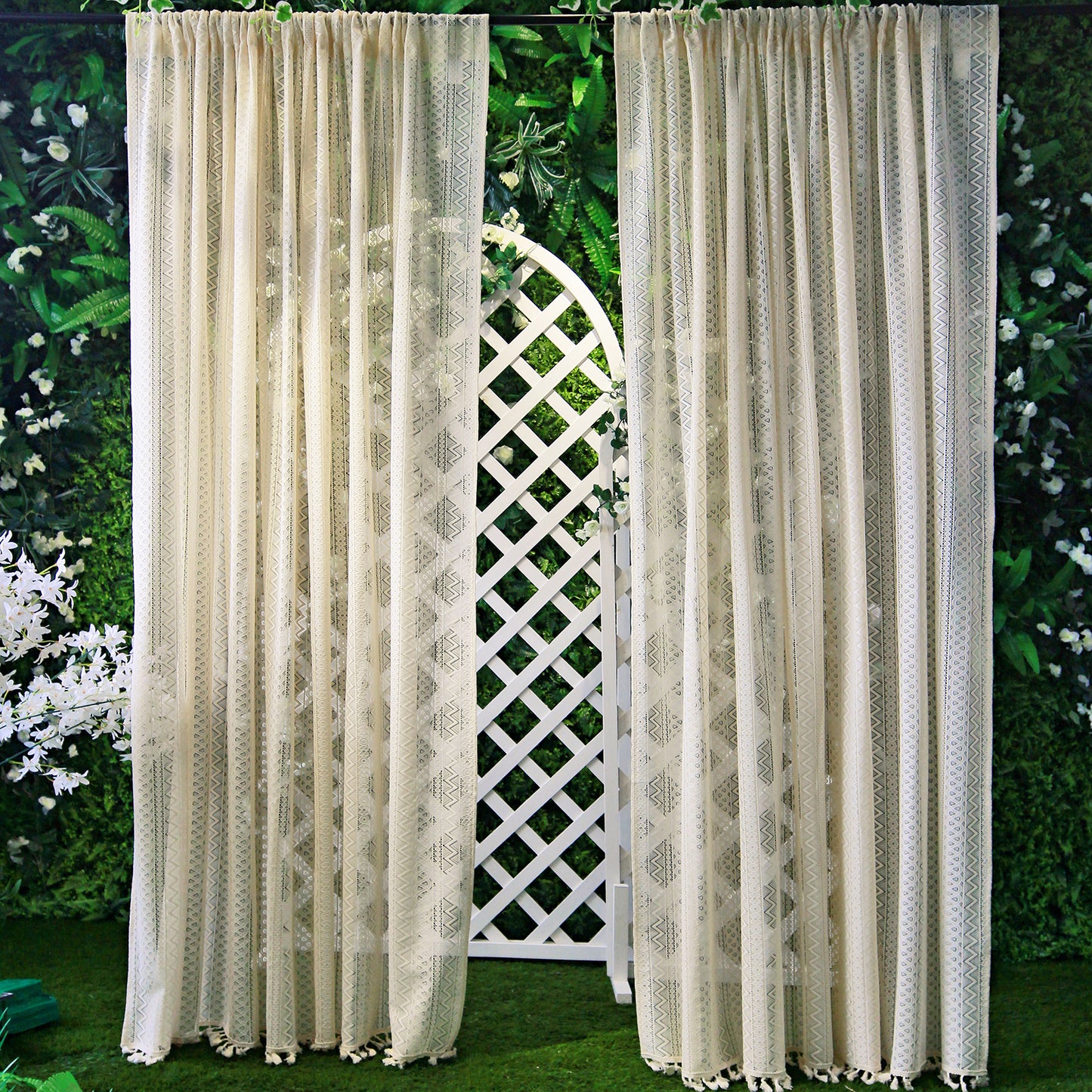 Rideau à franges au crochet Filet de fenêtre à vagues de lierre