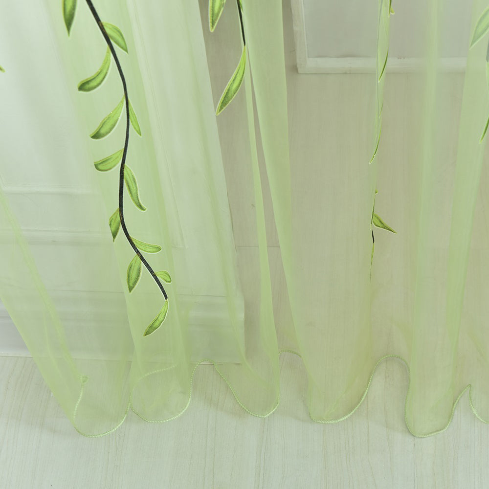 Transparente Gardine mit Weidenblatt-Muster – Voile, lichtdurchlässig