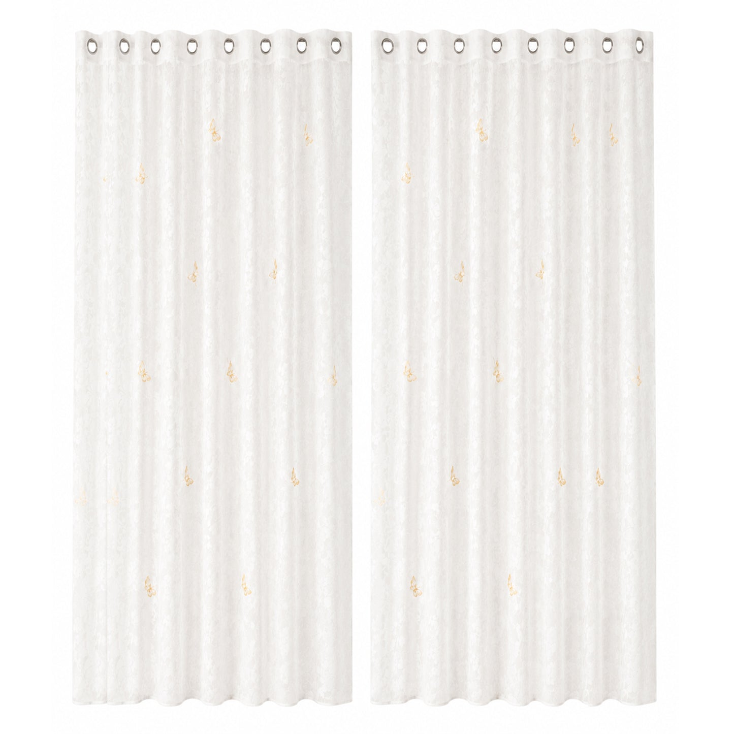 2 rideaux en voile jacquard à motif de feuilles et œillets