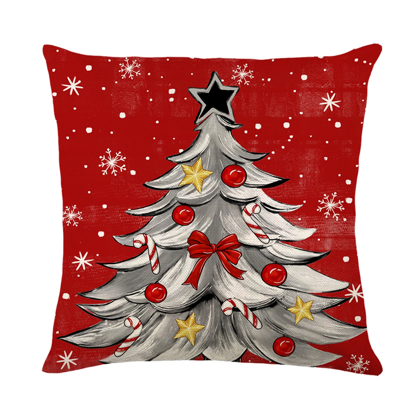 4er-Set Weihnachts-Kissenbezüge aus Leinen – Softe Dekokissen für Sofa und Bett (45×45 cm)