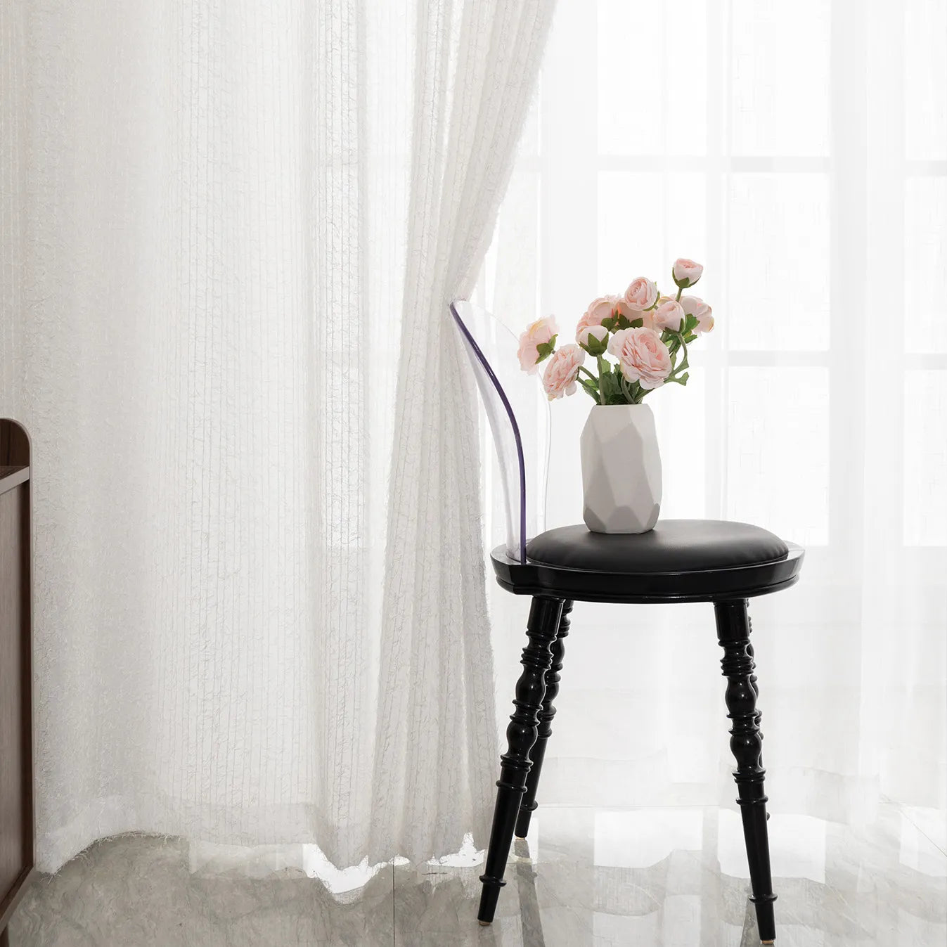 Voilage transparent à l'aspect tissé texturé – Elvane