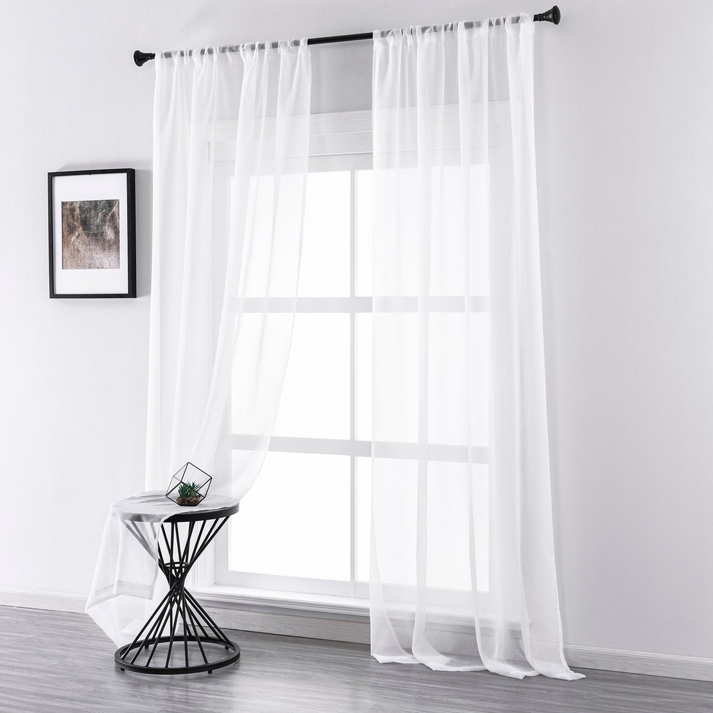 Transparent curtain in a set of 2 – white, light voile look