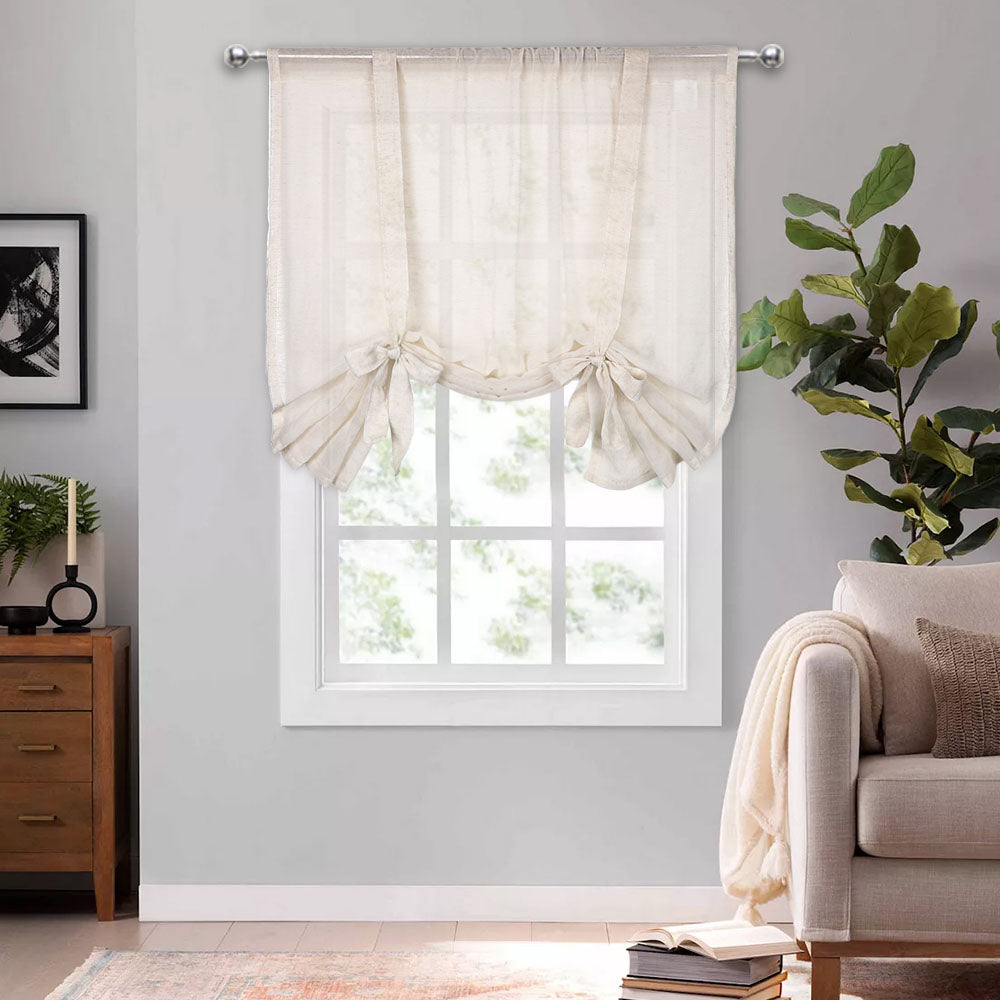 1 Panel Vintage Cream Tie Up Door Curtains