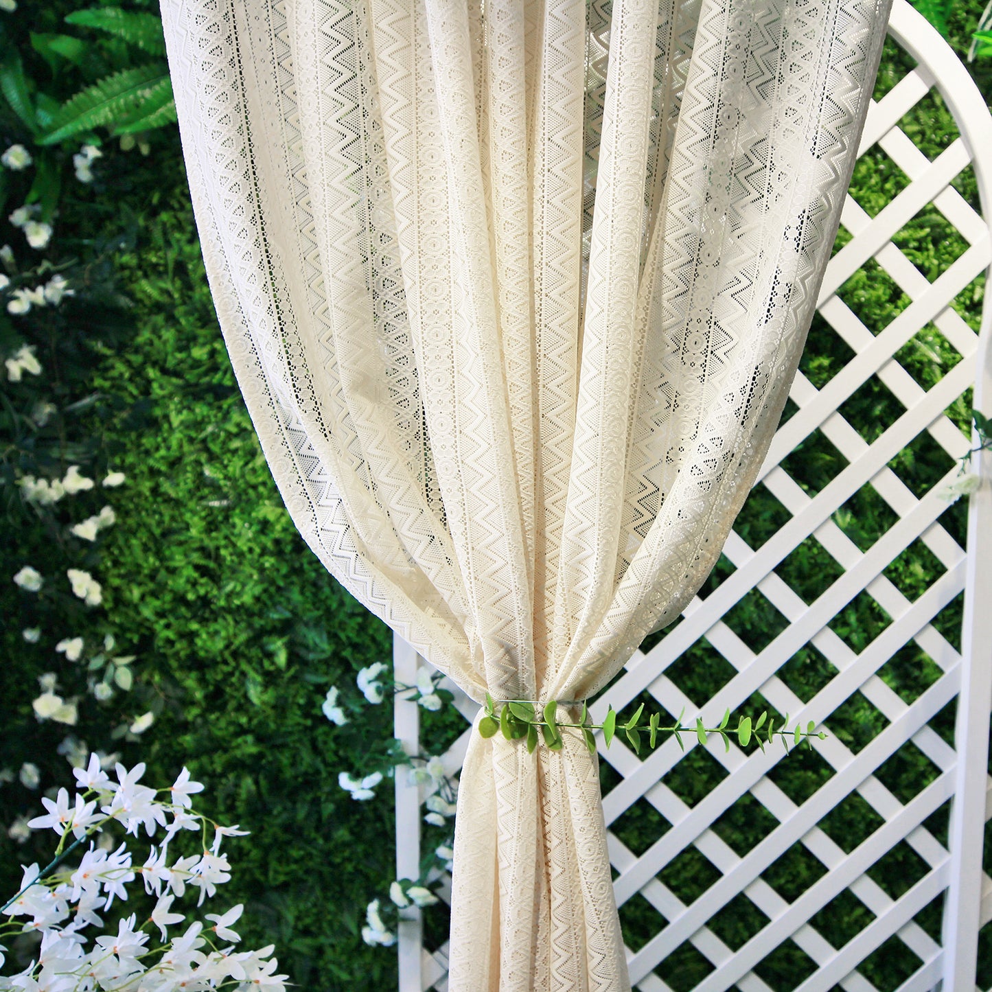 Rideau à franges au crochet Filet de fenêtre à vagues de lierre