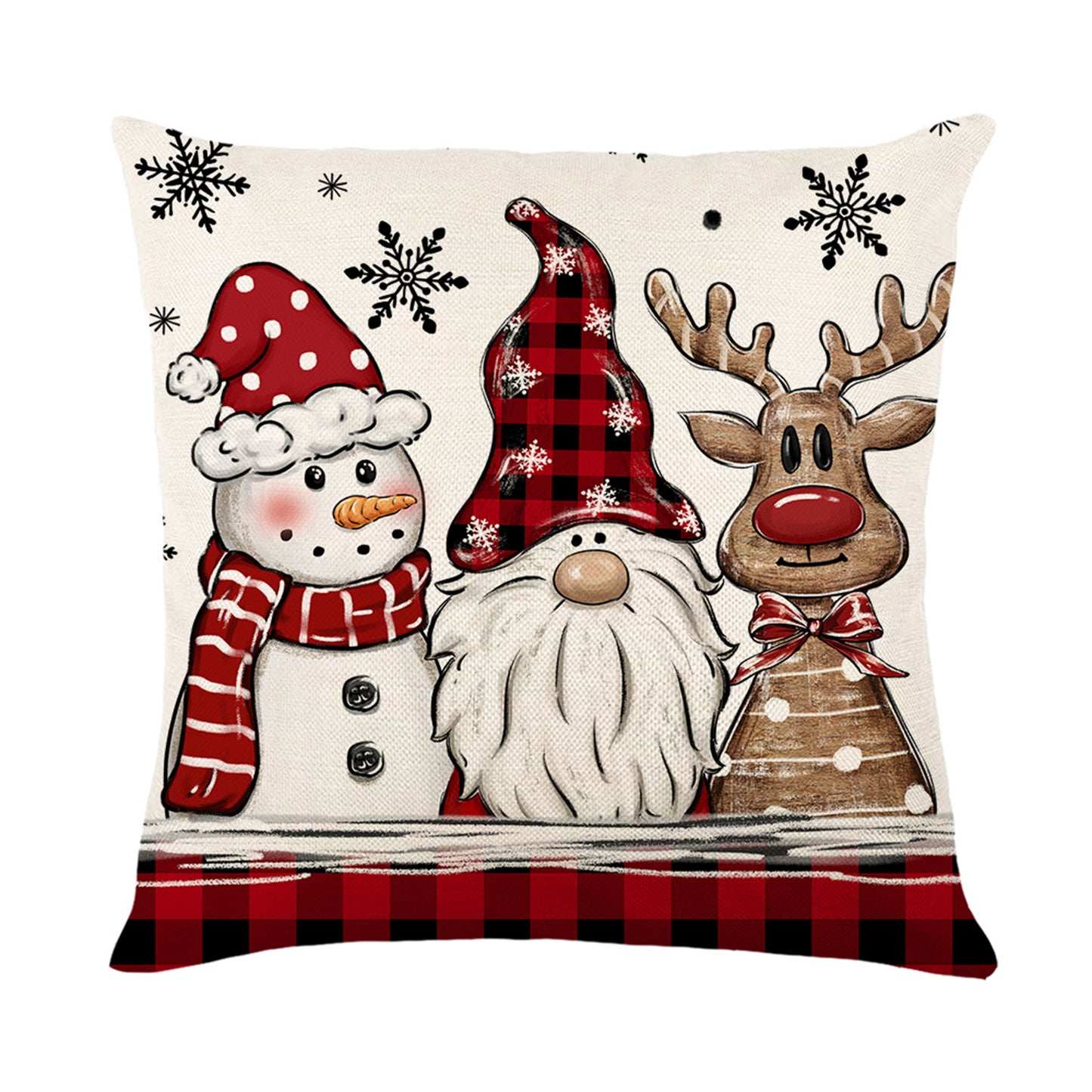 4er-Set Weihnachts-Kissenbezüge aus Leinen – Softe Dekokissen für Sofa und Bett (45×45 cm)