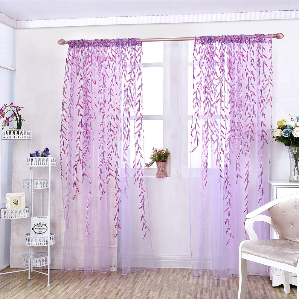 Transparente Gardine mit Weidenblatt-Muster – Voile, lichtdurchlässig