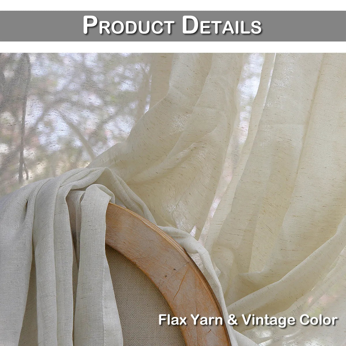 1 Panel Vintage Buff Window Sheer Drapes