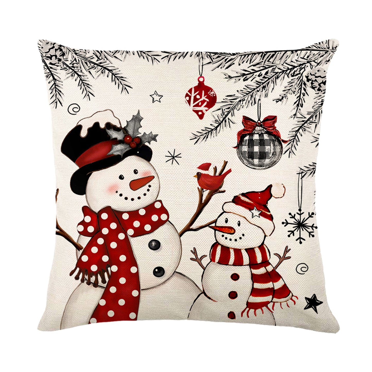 4er-Set Weihnachts-Kissenbezüge aus Leinen – Softe Dekokissen für Sofa und Bett (45×45 cm)
