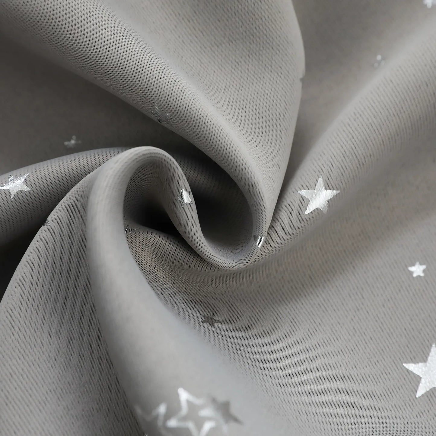 Blackout curtain with double-layered tulle, cut-out stars and silver print – 1 piece