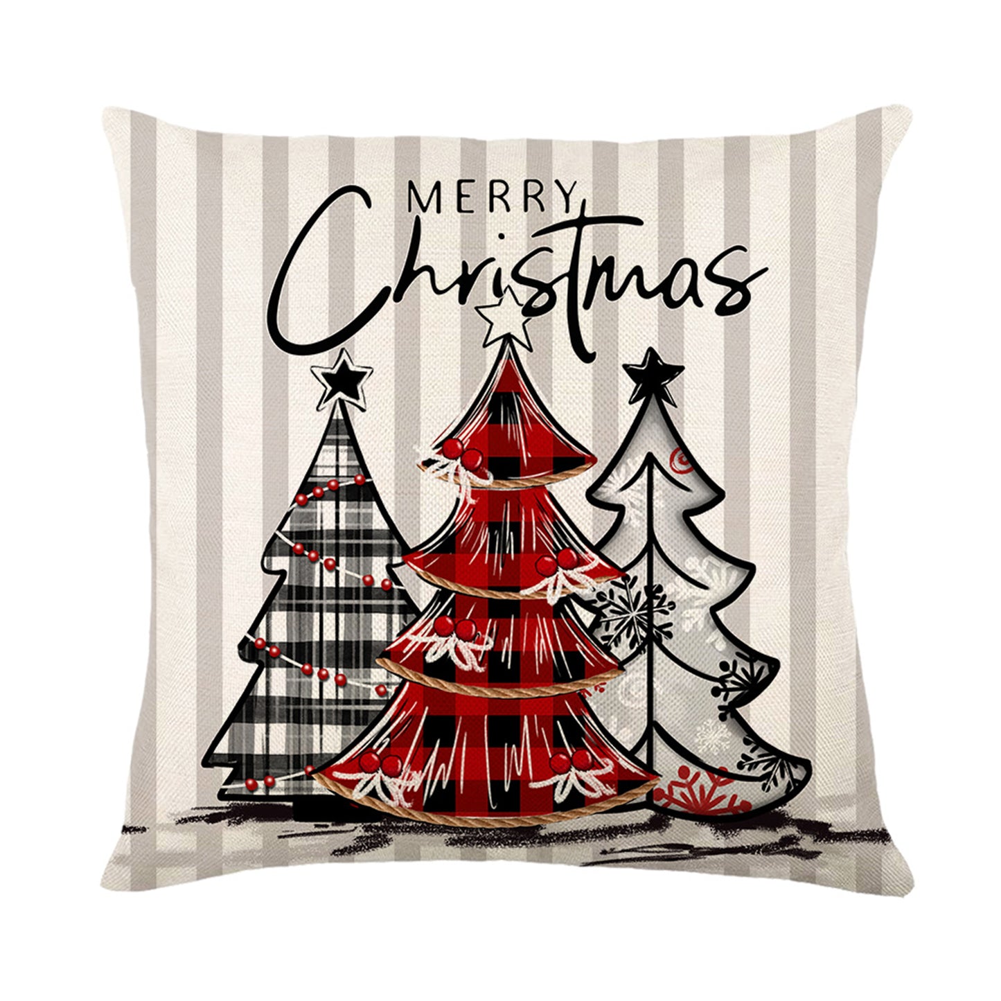4er-Set Weihnachts-Kissenbezüge aus Leinen – Softe Dekokissen für Sofa und Bett (45×45 cm)