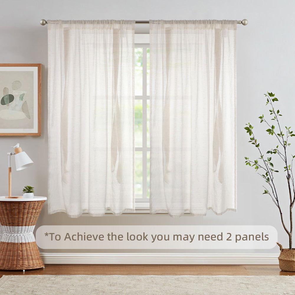 1 Panel Vintage Cream Tie Up Door Curtains