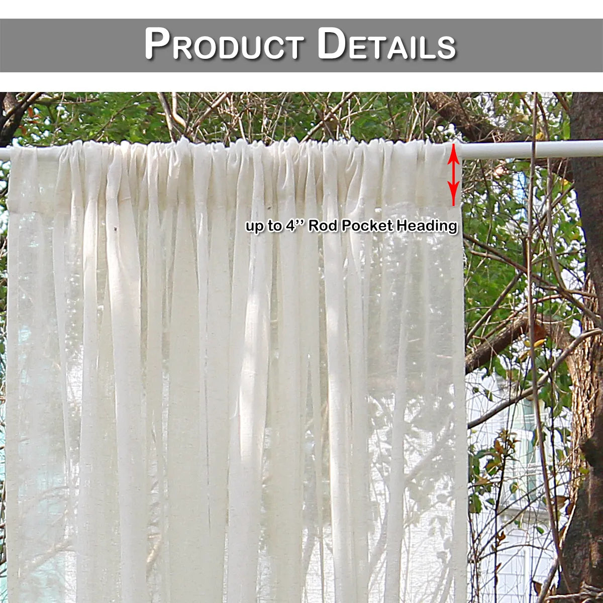 1 Panel Vintage Buff Window Sheer Drapes