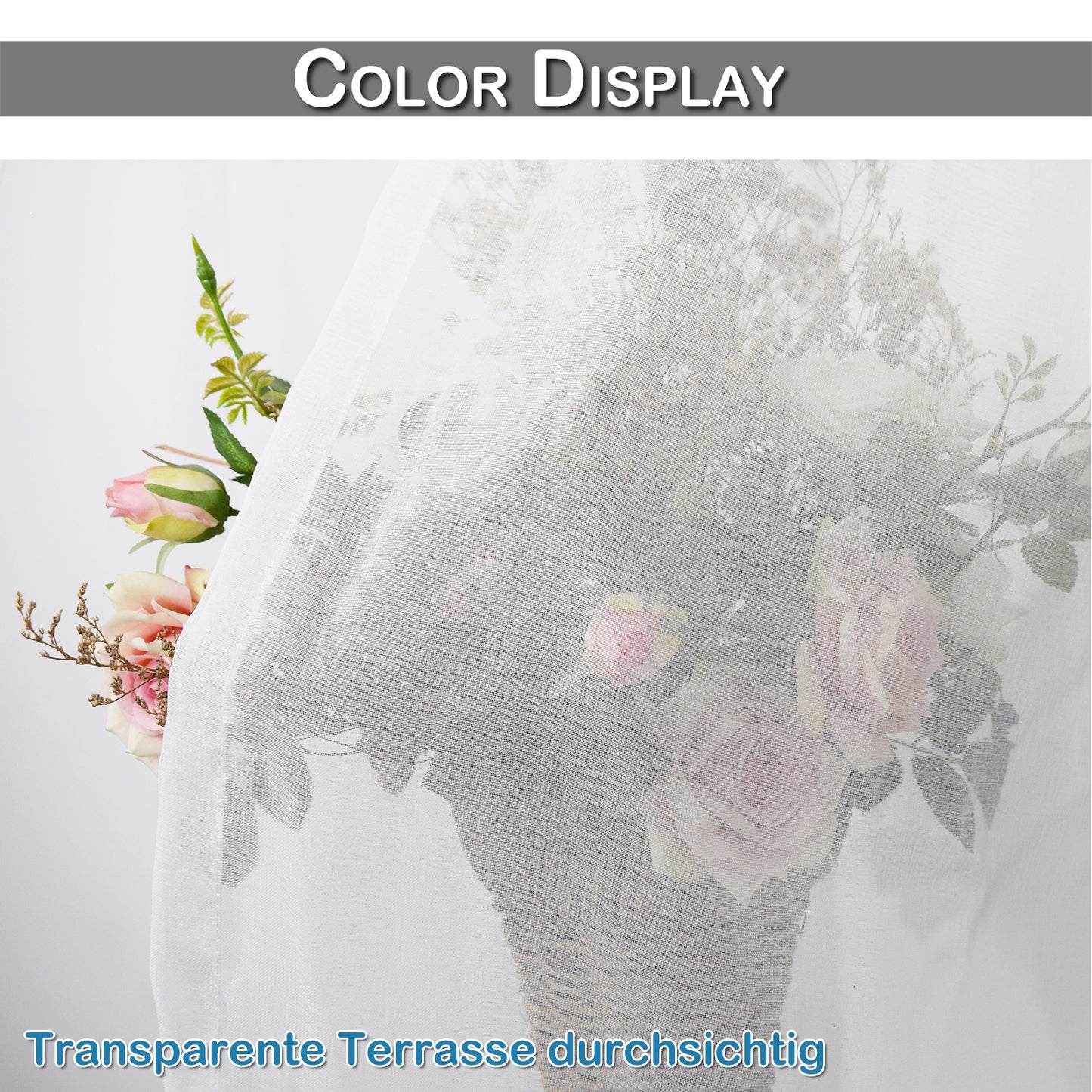Outdoor Gardine Halbtransparent undWinddicht Wasserabweisend Weiß 1 Panel