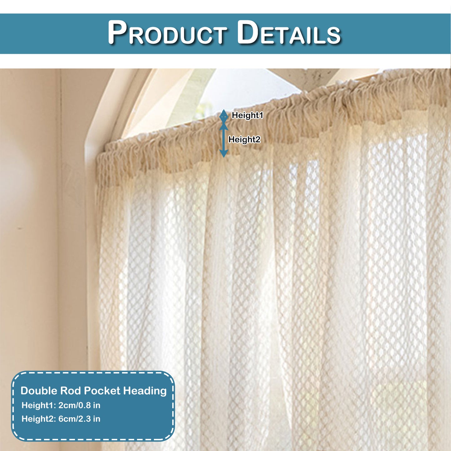Quasten Kurze Vorhänge Cafe Voile Vorhänge Vintage Boho Küche Dekor 1 Panel