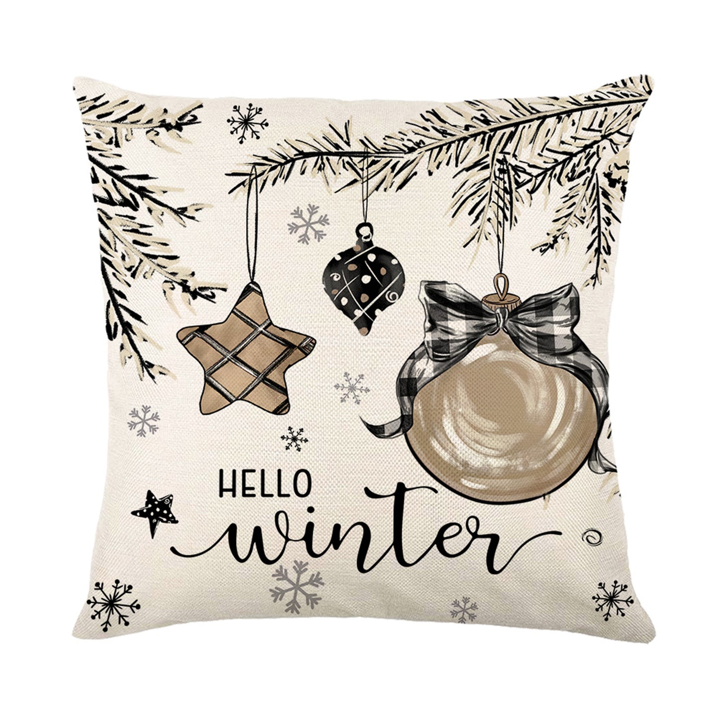 4er-Set Weihnachts-Kissenbezüge aus Leinen – Softe Dekokissen für Sofa und Bett (45×45 cm)