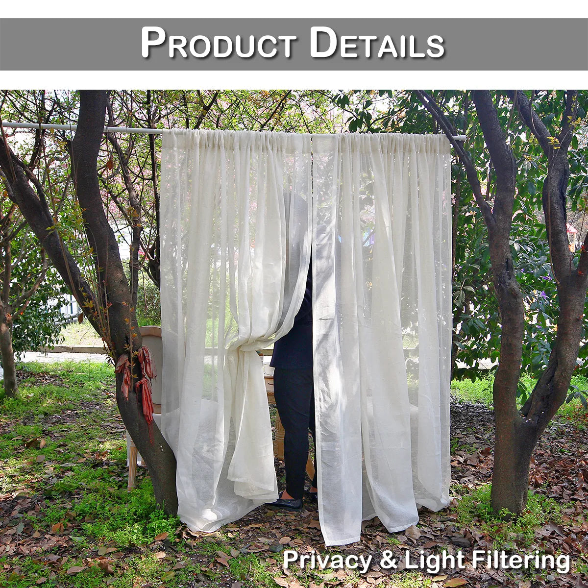 1 Panel Vintage Buff Window Sheer Drapes
