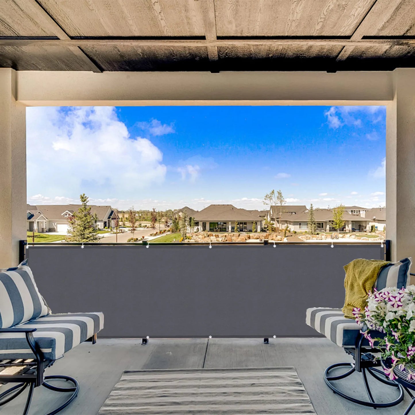 Custom-made outdoor balcony privacy curtain · Ravello