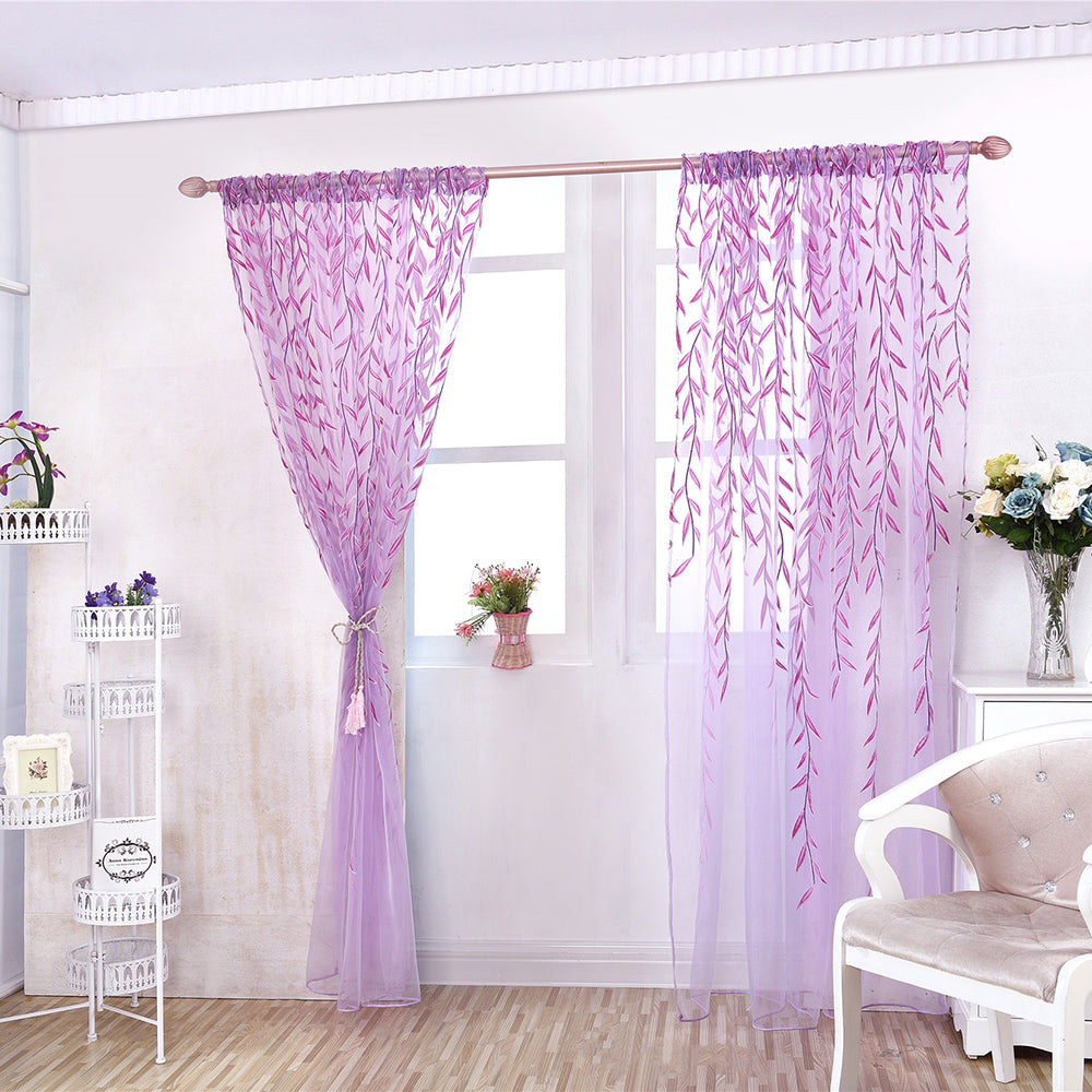 Transparente Gardine mit Weidenblatt-Muster – Voile, lichtdurchlässig