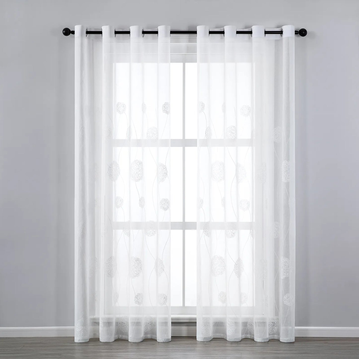 Transparente Gardine mit Stickerei – 2er Set, 140 cm Breite