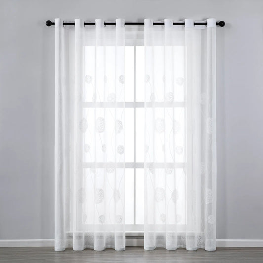 Transparent curtain with embroidery – set of 2, 140 cm wide