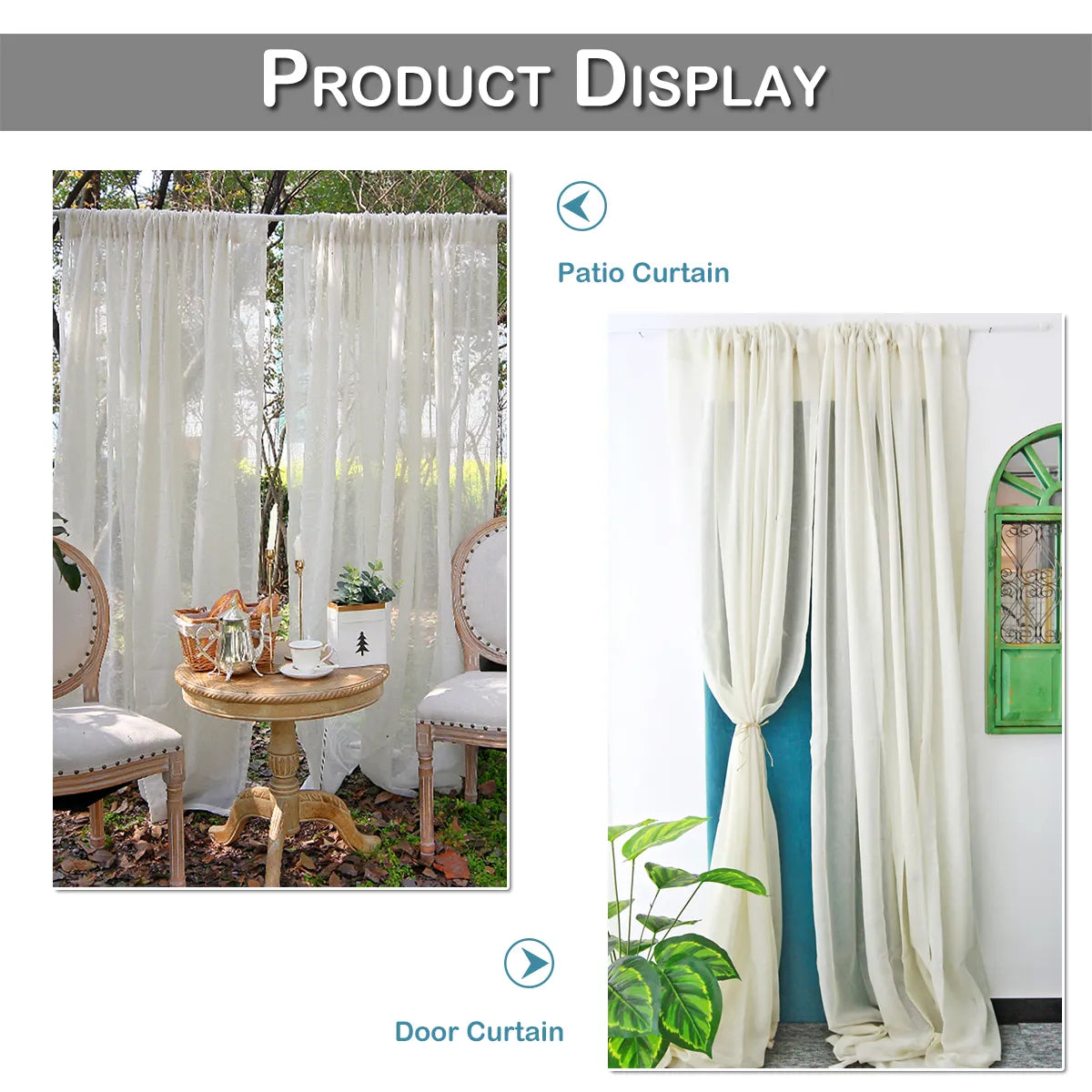 1 Panel Vintage Buff Window Sheer Drapes