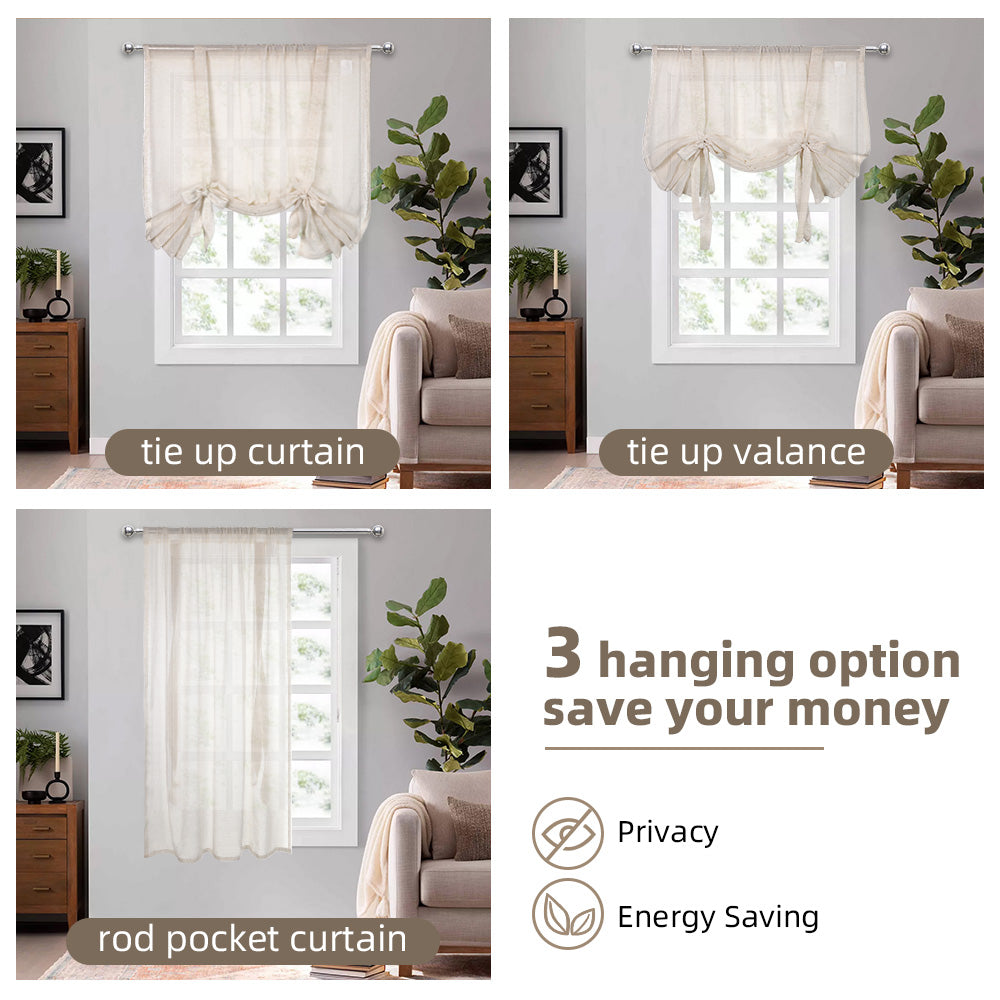 1 Panel Vintage Cream Tie Up Door Curtains