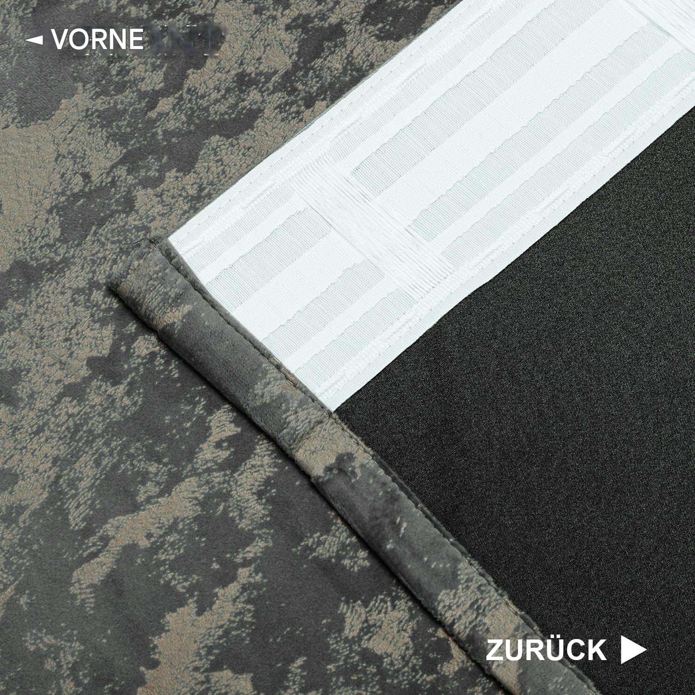 2er Set Samtvorhänge Verdunkelnd mit Goldprint Wärmeschutz