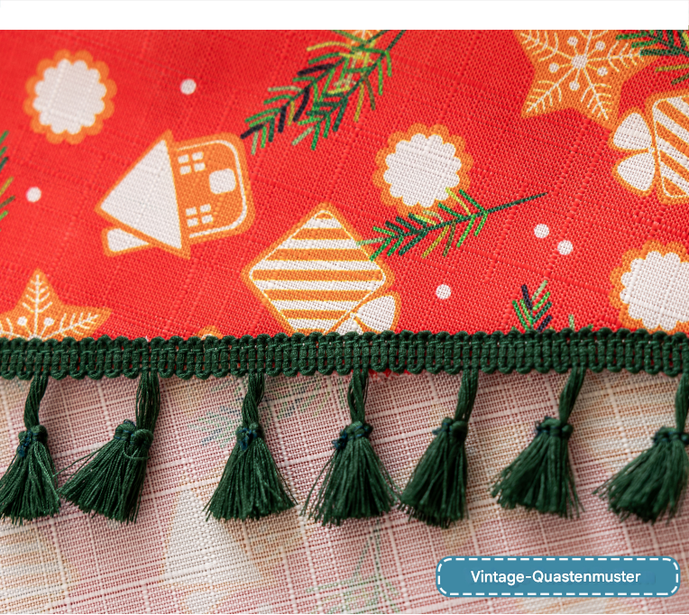 Christmas curtain with tassels – short decorative curtain in red or green, 150 × 60 cm