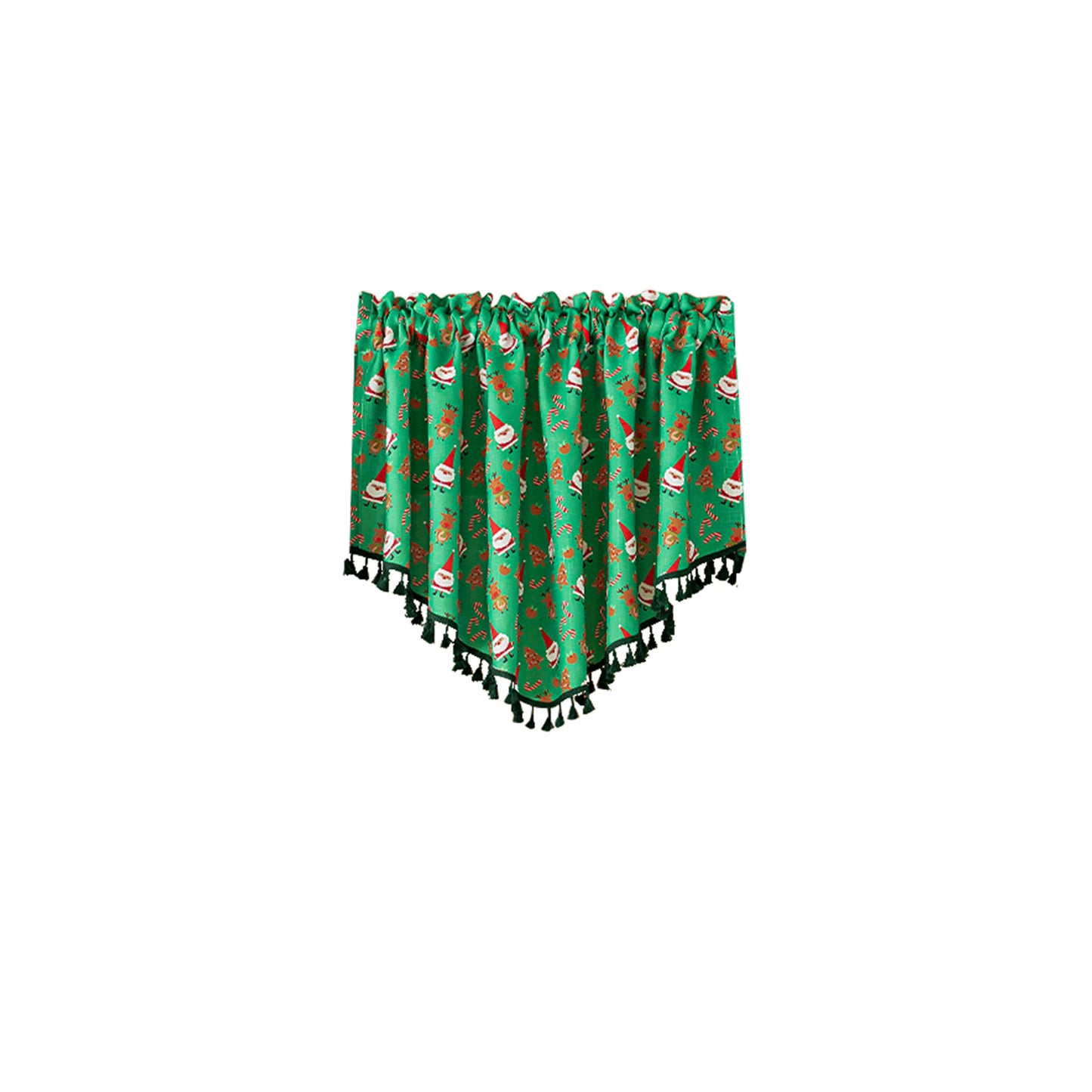 Christmas curtain with tassels – short decorative curtain in red or green, 150 × 60 cm