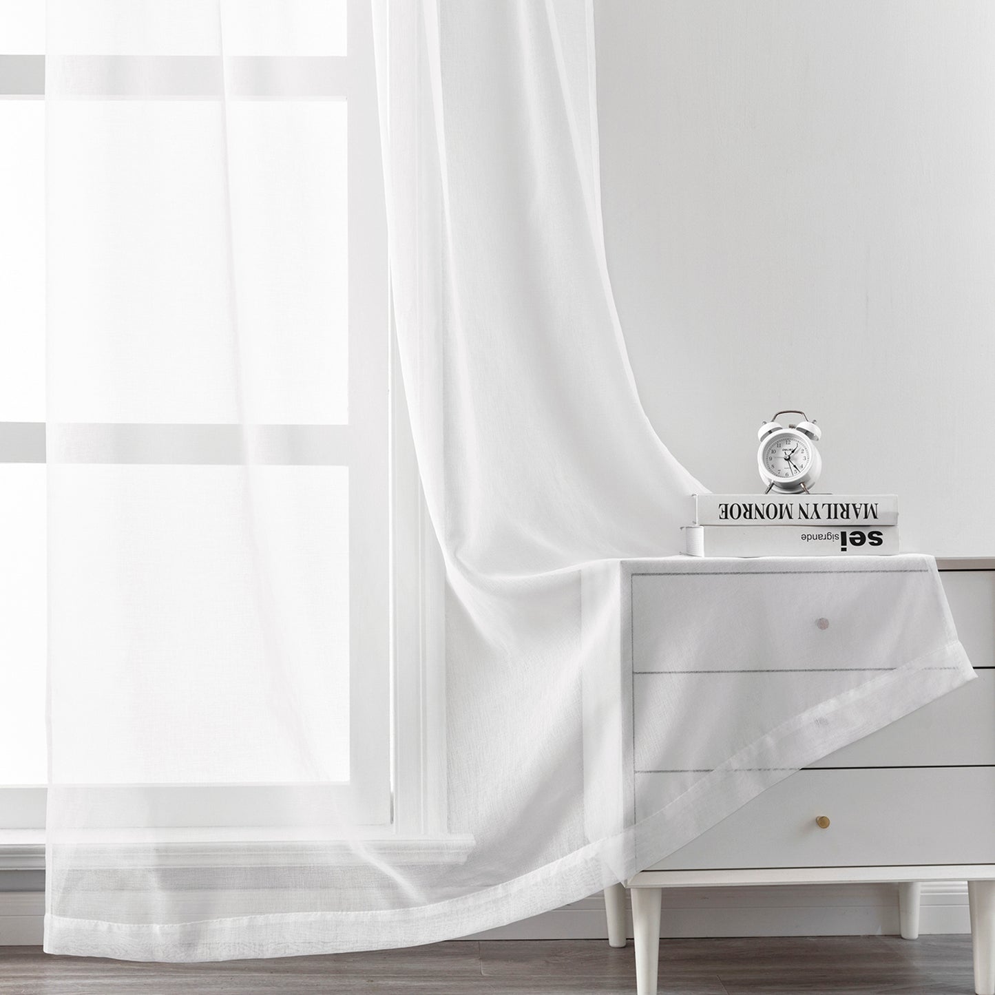 Transparent curtain in a set of 2 – white, light voile look